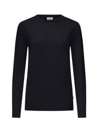 Damen Strickpullover aus Baumwolle in Schwarz mit Rundhals und Rippbündchen